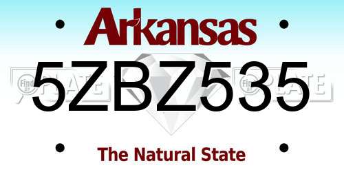 5ZBZ535 Arkansas License Plate