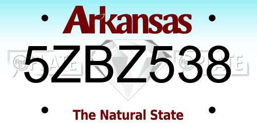 5ZBZ538 Arkansas License Plate