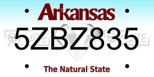 5ZBZ835 Arkansas License Plate
