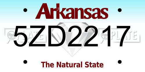 5ZD2217 Arkansas License Plate