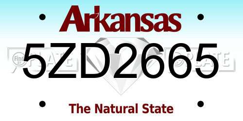 5ZD2665 Arkansas License Plate