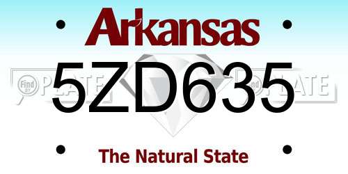 5ZD635 Arkansas License Plate