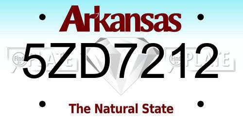 5ZD7212 Arkansas License Plate