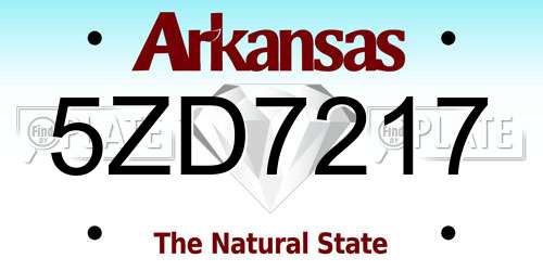 5ZD7217 Arkansas License Plate