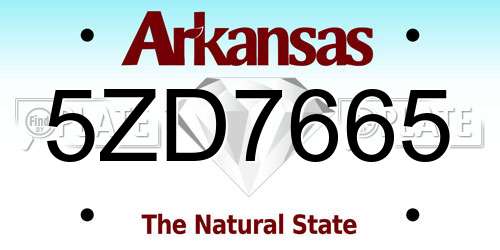 5ZD7665 Arkansas License Plate
