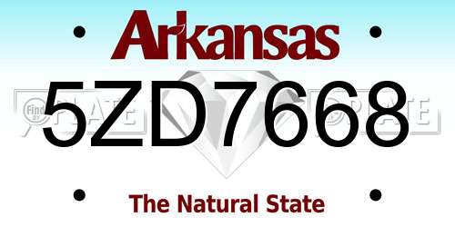 5ZD7668 Arkansas License Plate