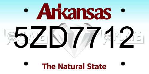 5ZD7712 Arkansas License Plate