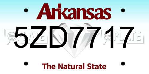 5ZD7717 Arkansas License Plate
