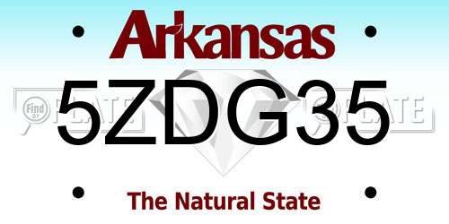 5ZDG35 Arkansas License Plate
