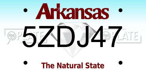 5ZDJ47 Arkansas License Plate