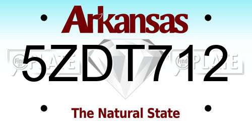 5ZDT712 Arkansas License Plate