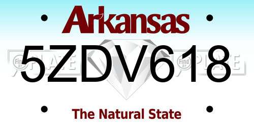 5ZDV618 Arkansas License Plate