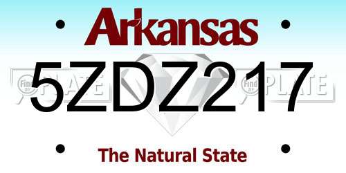 5ZDZ217 Arkansas License Plate