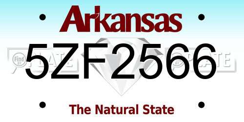 5ZF2566 Arkansas License Plate