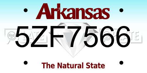 5ZF7566 Arkansas License Plate
