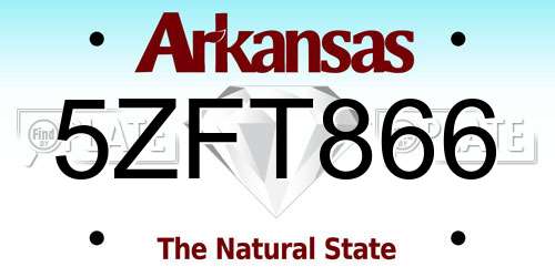5ZFT866 Arkansas License Plate