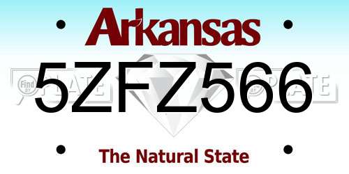 5ZFZ566 Arkansas License Plate