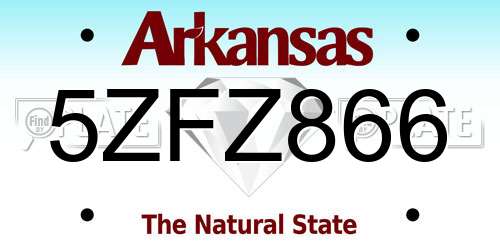 5ZFZ866 Arkansas License Plate