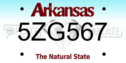 5ZG567 Arkansas License Plate