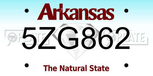 5ZG862 Arkansas License Plate