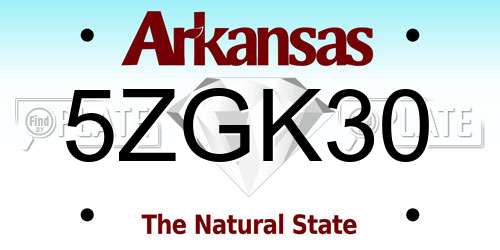 5ZGK30 Arkansas License Plate