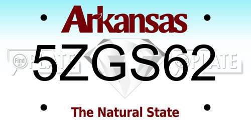 5ZGS62 Arkansas License Plate