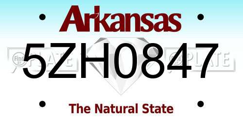 5ZH0847 Arkansas License Plate