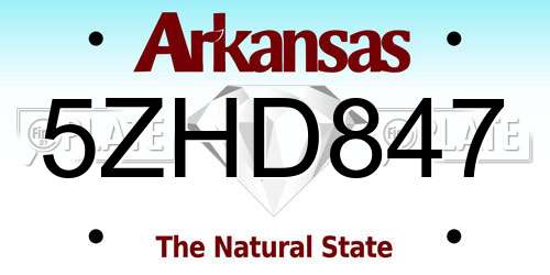 5ZHD847 Arkansas License Plate