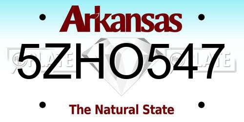 5ZHO547 Arkansas License Plate