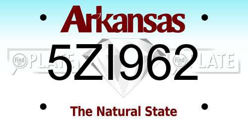 5ZI962 Arkansas License Plate