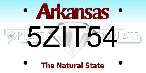 5ZIT54 Arkansas License Plate