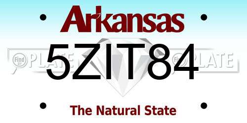 5ZIT84 Arkansas License Plate