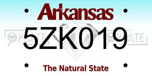 5ZK019 Arkansas License Plate
