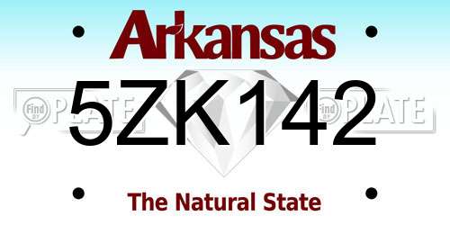 5ZK142 Arkansas License Plate
