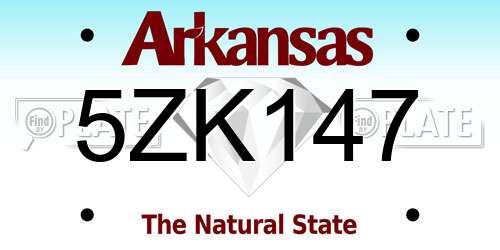 5ZK147 Arkansas License Plate