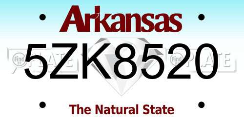 5ZK8520 Arkansas License Plate