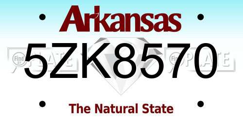 5ZK8570 Arkansas License Plate