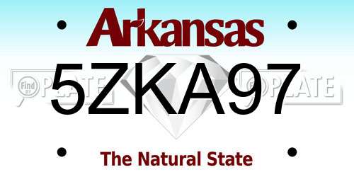5ZKA97 Arkansas License Plate