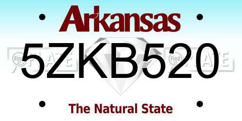 5ZKB520 Arkansas License Plate