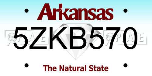 5ZKB570 Arkansas License Plate