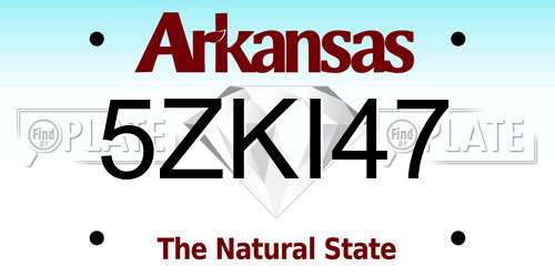 5ZKI47 Arkansas License Plate