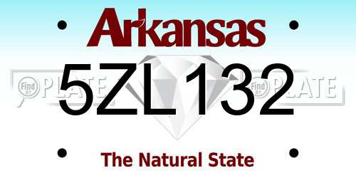 5ZL132 Arkansas License Plate