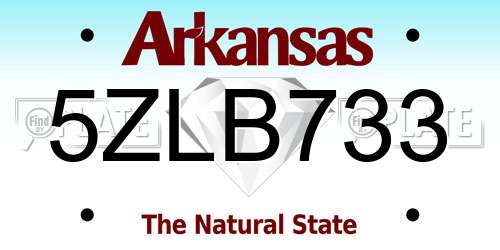 5ZLB733 Arkansas License Plate