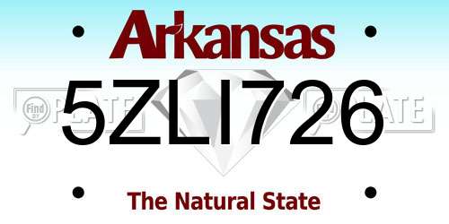 5ZLI726 Arkansas License Plate