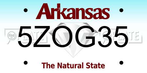 5ZOG35 Arkansas License Plate