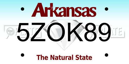 5ZOK89 Arkansas License Plate