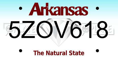 5ZOV618 Arkansas License Plate
