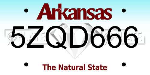 5ZQD666 Arkansas License Plate