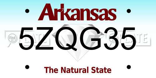 5ZQG35 Arkansas License Plate