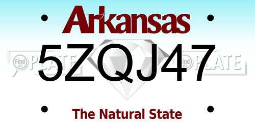 5ZQJ47 Arkansas License Plate